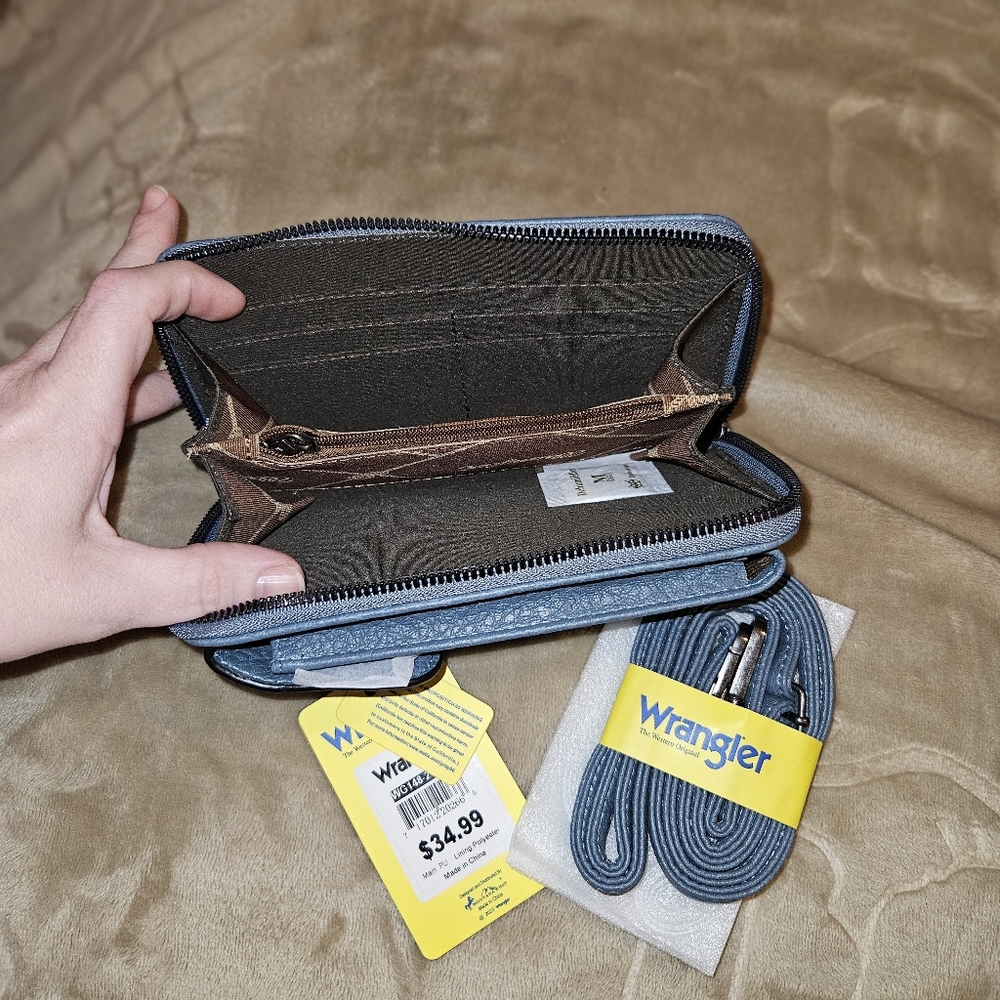 Wrangler Denim Blue and Earthy Brown Wallet Inside